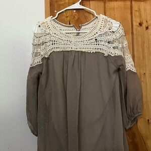 Ryu Cream Crochet Blouse with Silver Accents